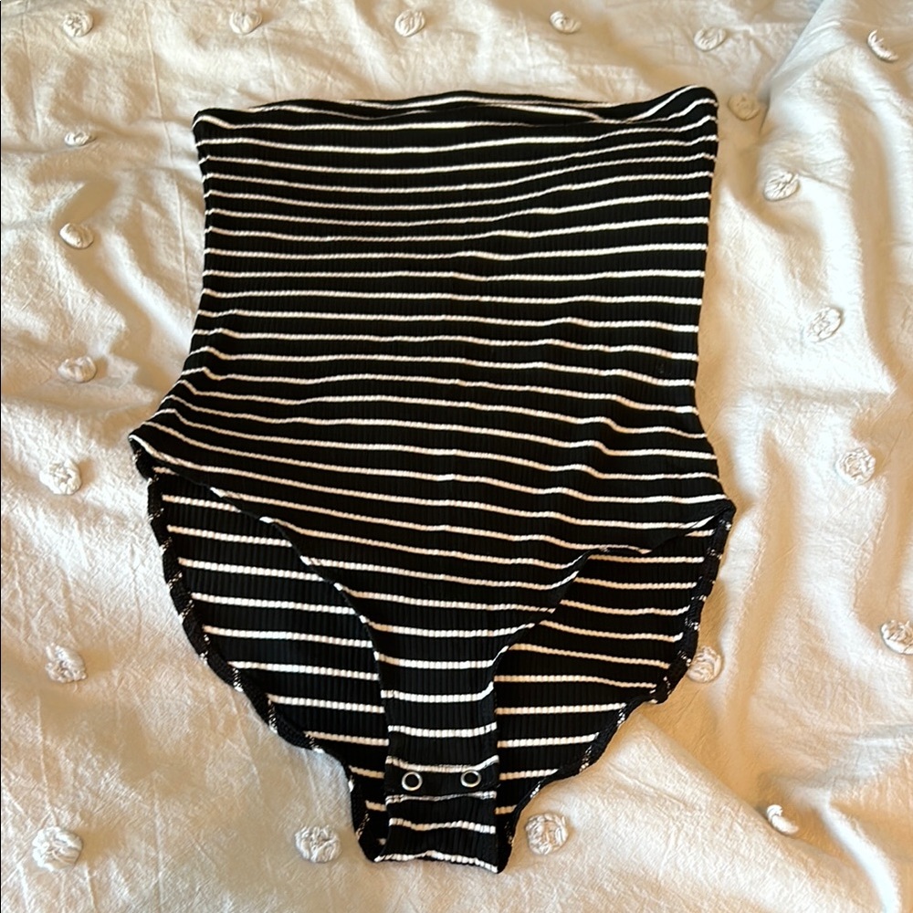 Striped Black and White Bodysuit